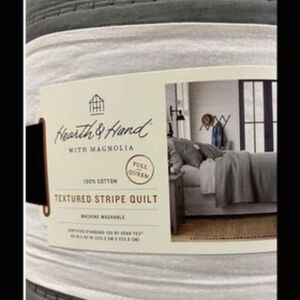 Hearth & Hand Gray Textured Striped Quilt